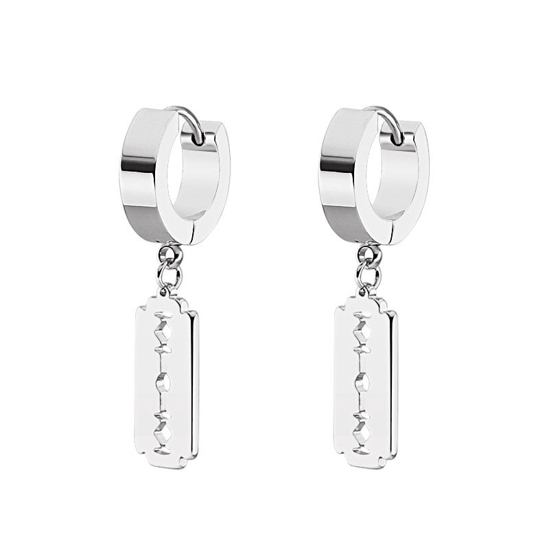 Miniaturbild: Orecchini, Hip Hop Boys Stud Earrings Fashion Leaf Cross Stainless Steel