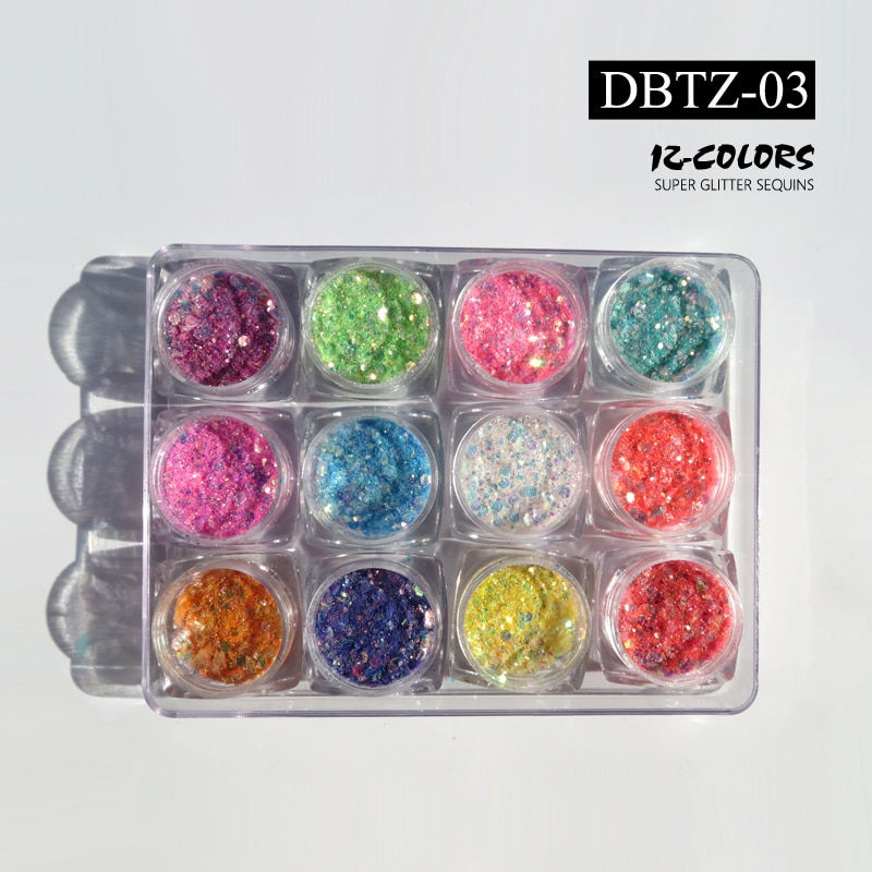 Thumbnail: 12pcs/Set Nail Glitter Powder