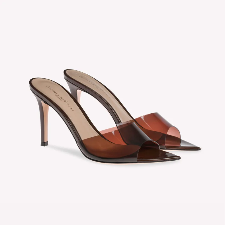 Miniatura: Transparent High Heel Slippers Simple Fashionable Thin Heel Pointed Toe Slip-on 