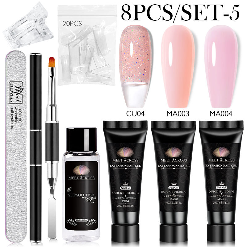 Miniaturbild: MEET ACROSS Extension Nail Gel Polish Set Acrylic Crystal Building Full Polygel 