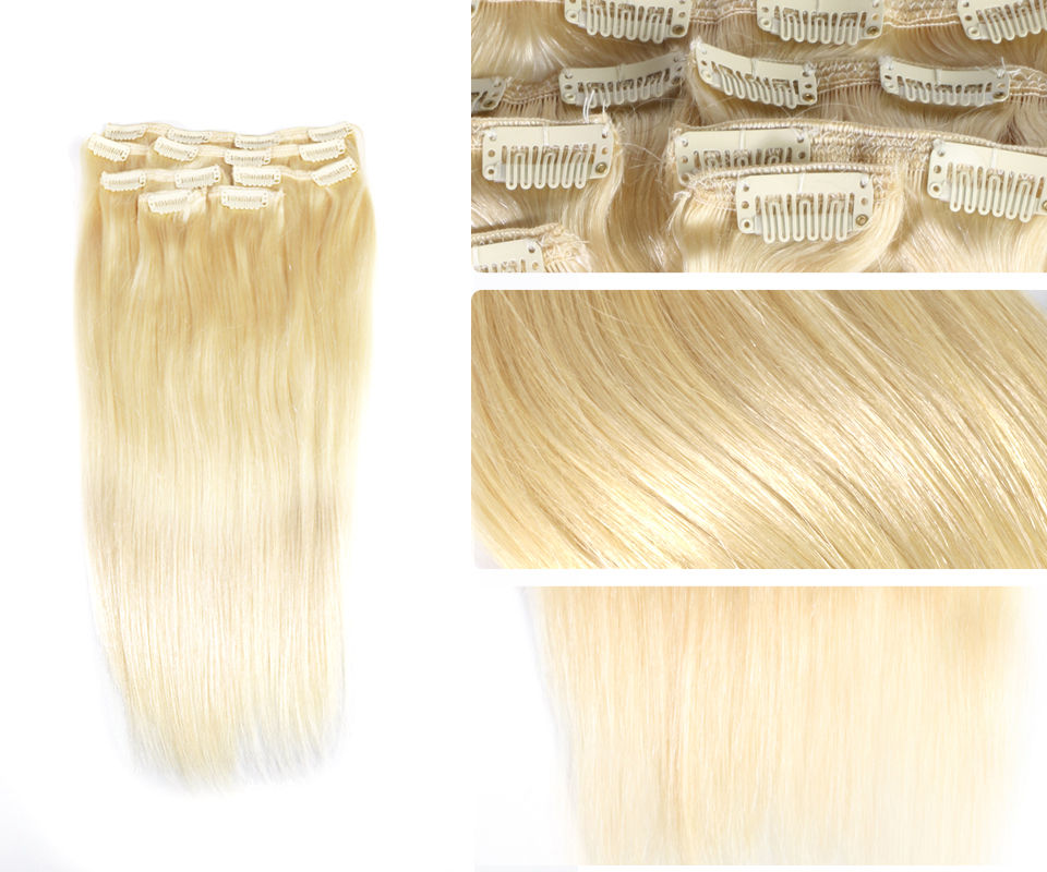 Miniatura: Clip in Human Hair Extension Straight 7pcs Clip in Full Head Human Hair 100% Rea