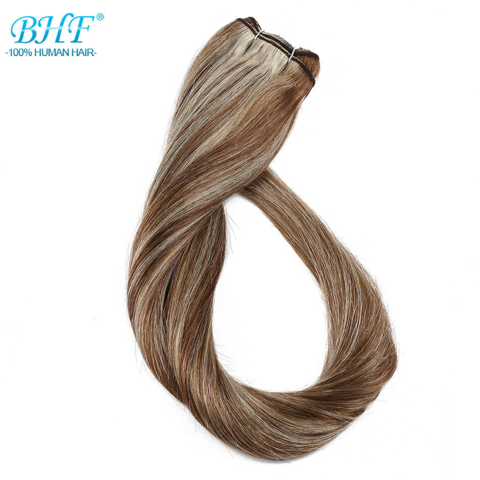 Thumbnail: Extension capelli 100% Human Hair Weaves Straight Russian Remy Natural