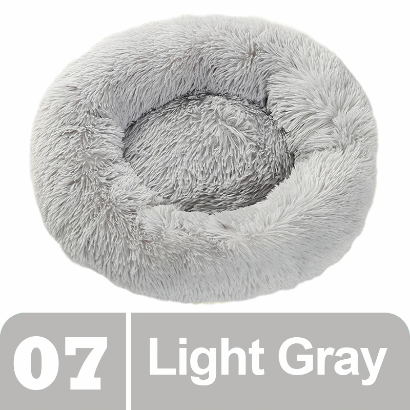 Thumbnail: Long Plush  Fluffy Pet Dog Bed Claming Dog Beds Donut Round Cat Dog Bench