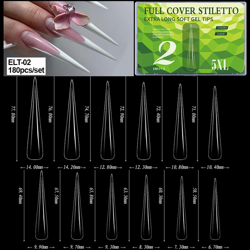 Miniatura: 240pcs C Curve False Nail Tips XXL Extra Long Square Fake Acrylic Nails French F