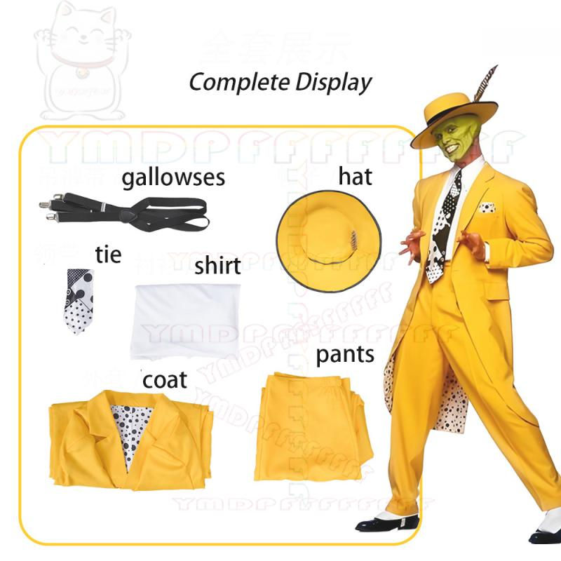 Miniaturbild: Spot disguised as the eccentric Jim Carrycosplay yellow long suit mask hat Hallo