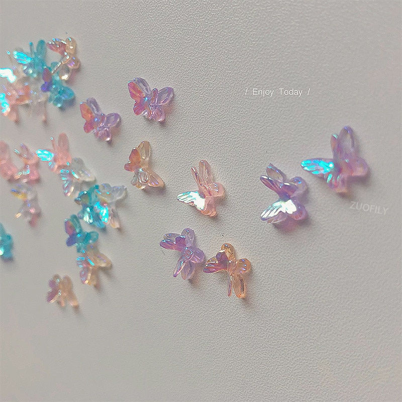 Miniatura: 10/20pcs Aurora Glitter 3D Colorful Butterfly Nails Jewelry