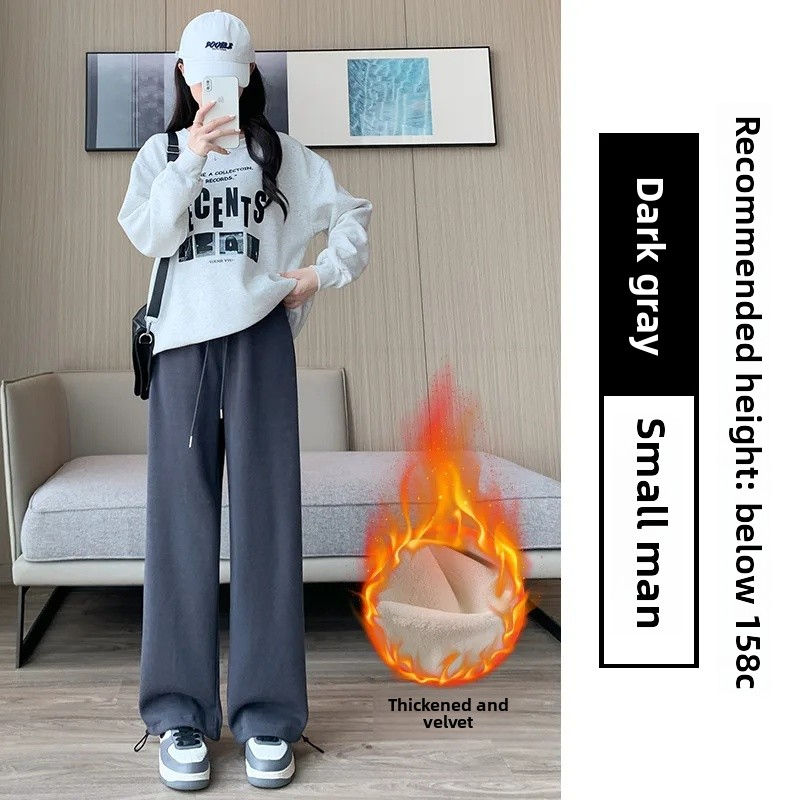 Thumbnail: Thickened Lamb Fur Fleece Women's Autumn Winter Casual Trousers Wide Leg Pants F