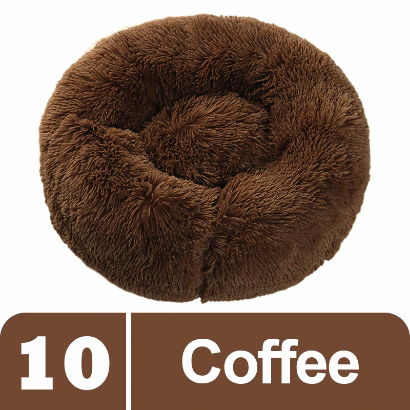 Thumbnail: Long Plush  Fluffy Pet Dog Bed Claming Dog Beds Donut Round Cat Dog Bench