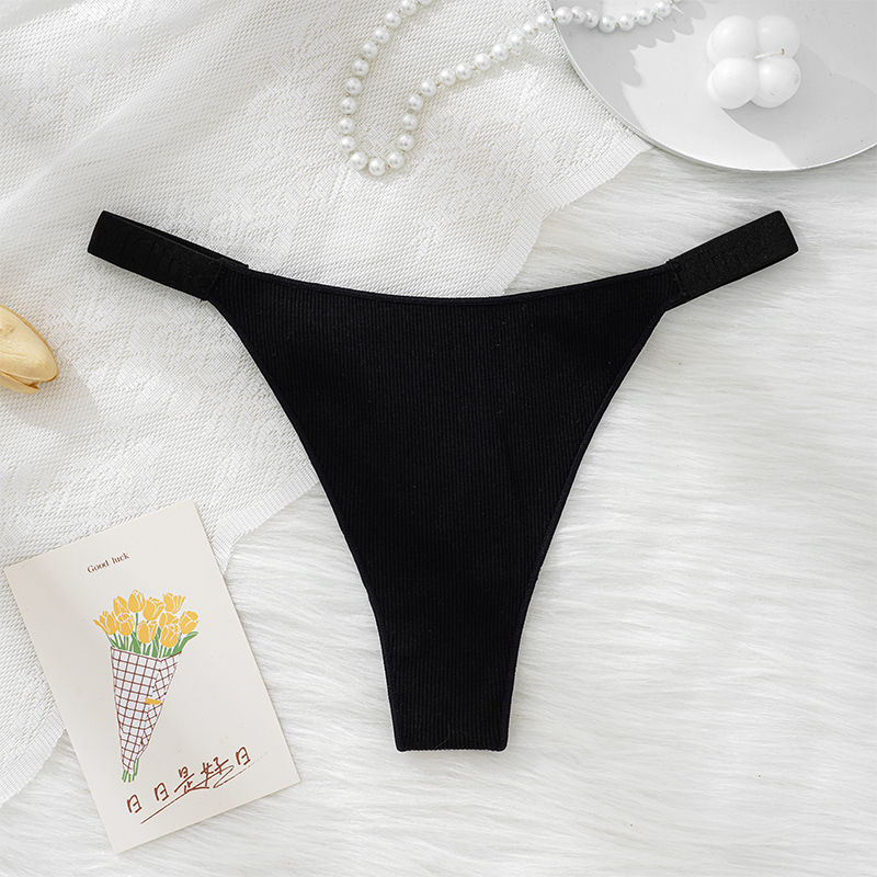 Miniaturbild: 100% Cotton Shapely women thong sexy underwear with strong elasticity T-back bri