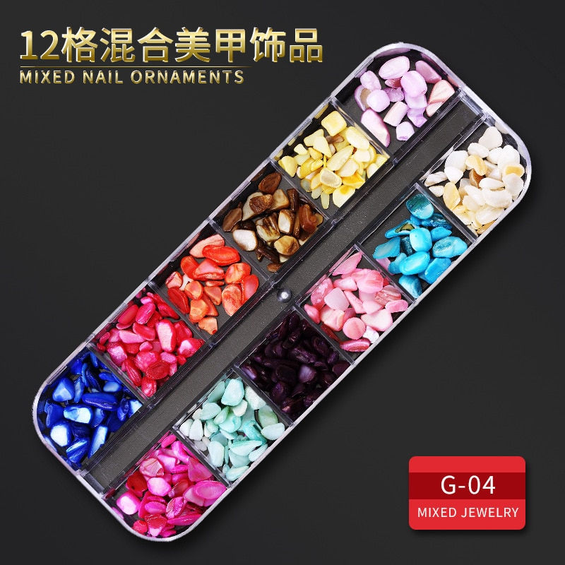 Miniatura: 12 Grid Multi-Size Nail Rhinestones 3D Crystal AB Clear