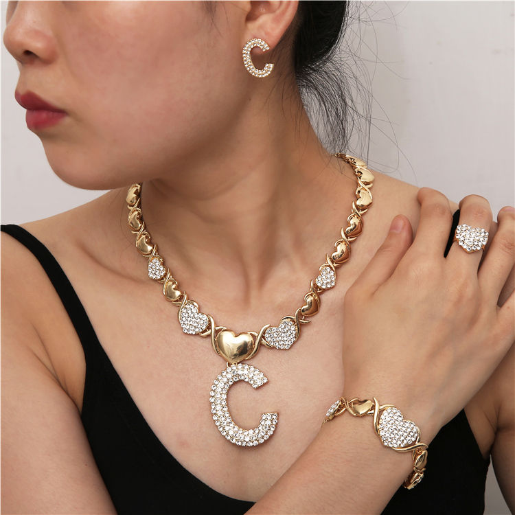 Miniaturbild: Hip Hop High Quality Gold Jewelry Women Jewelry Set 18k Gold Plating Jewelry