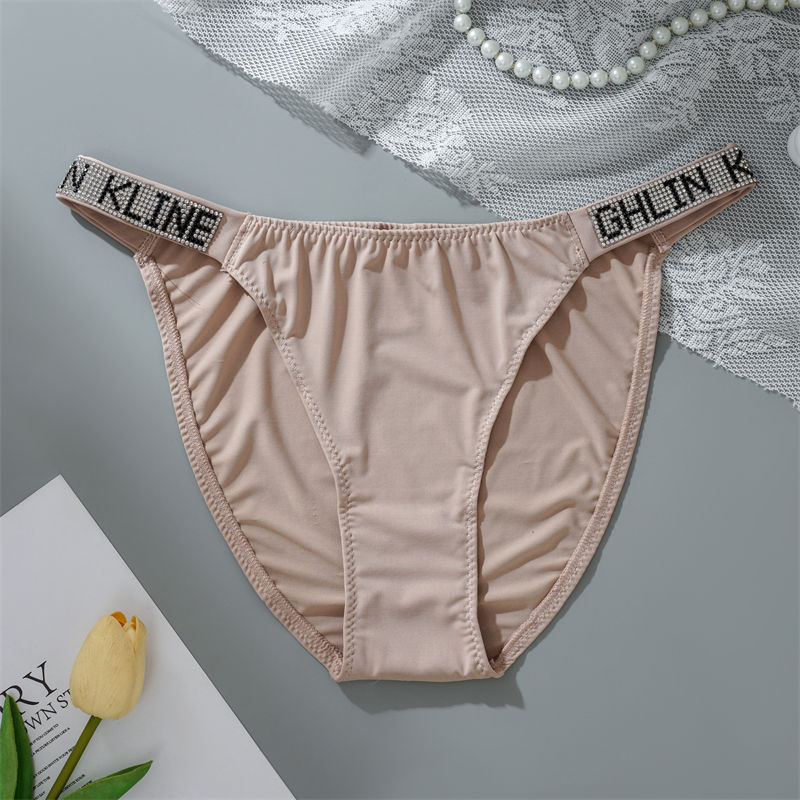Miniatura: Sexy Panties For Women  Ghlin Kline Letter Diamonds Underwear Low Waist Shorts B