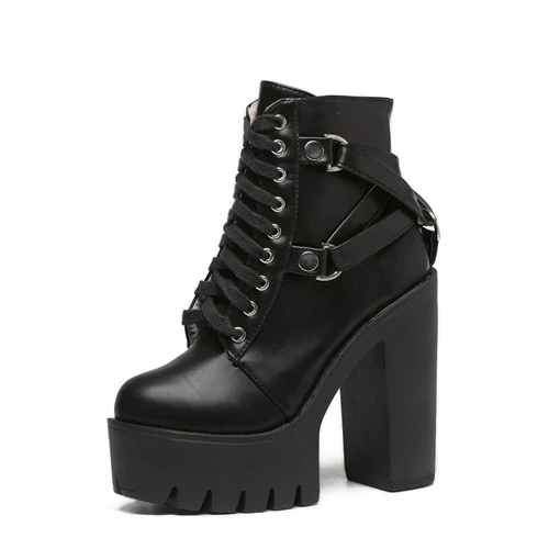 Miniatura: Fashion Black Boots Women  High Heels Punk