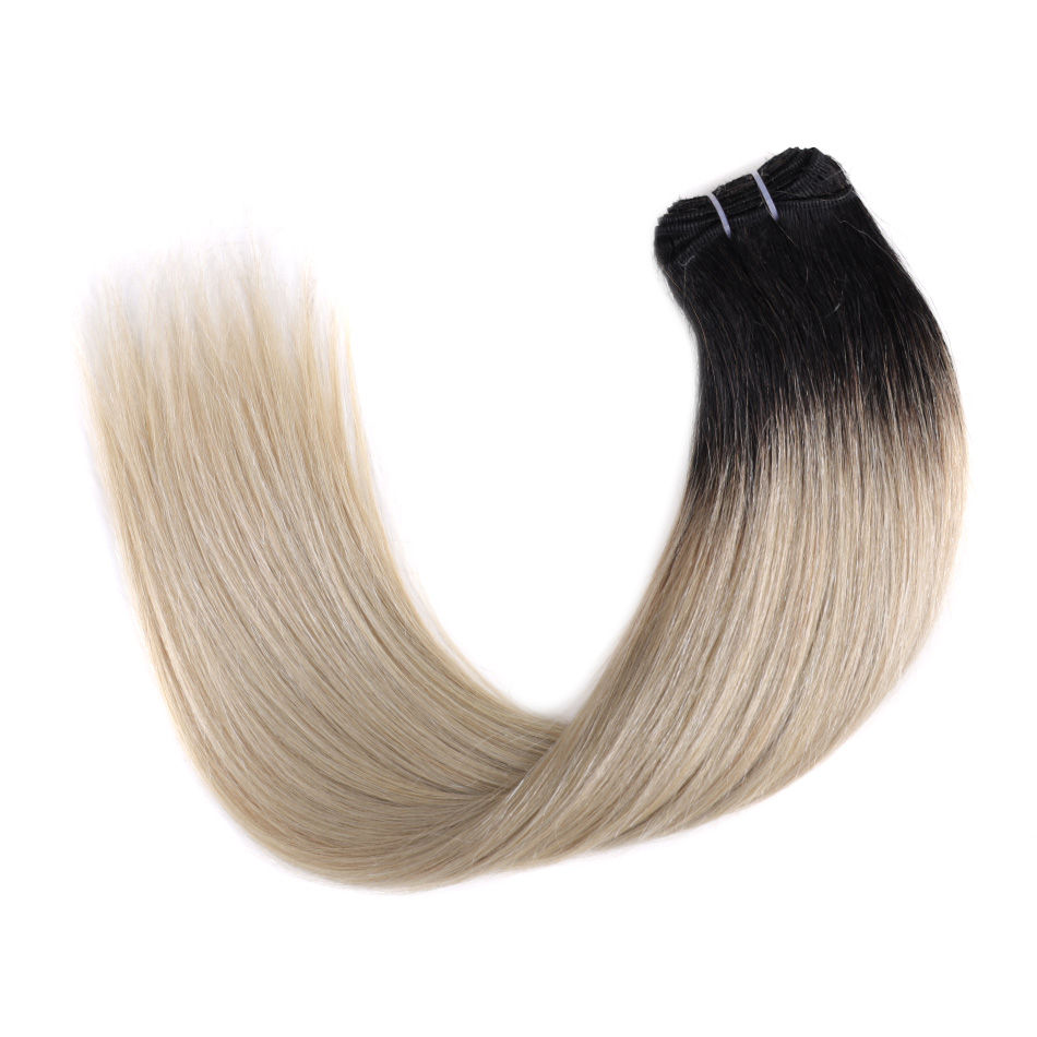 Miniatura: Straight Human Hair Weft Bundles European Remy Natural Human Hair Extension 100g
