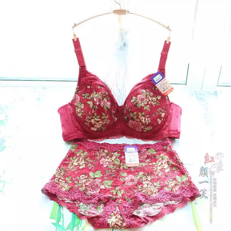 Miniaturbild: Women's Bra Set Sexy Lace Printed Embroidery Plus Size Full Cup Female Lingerie 