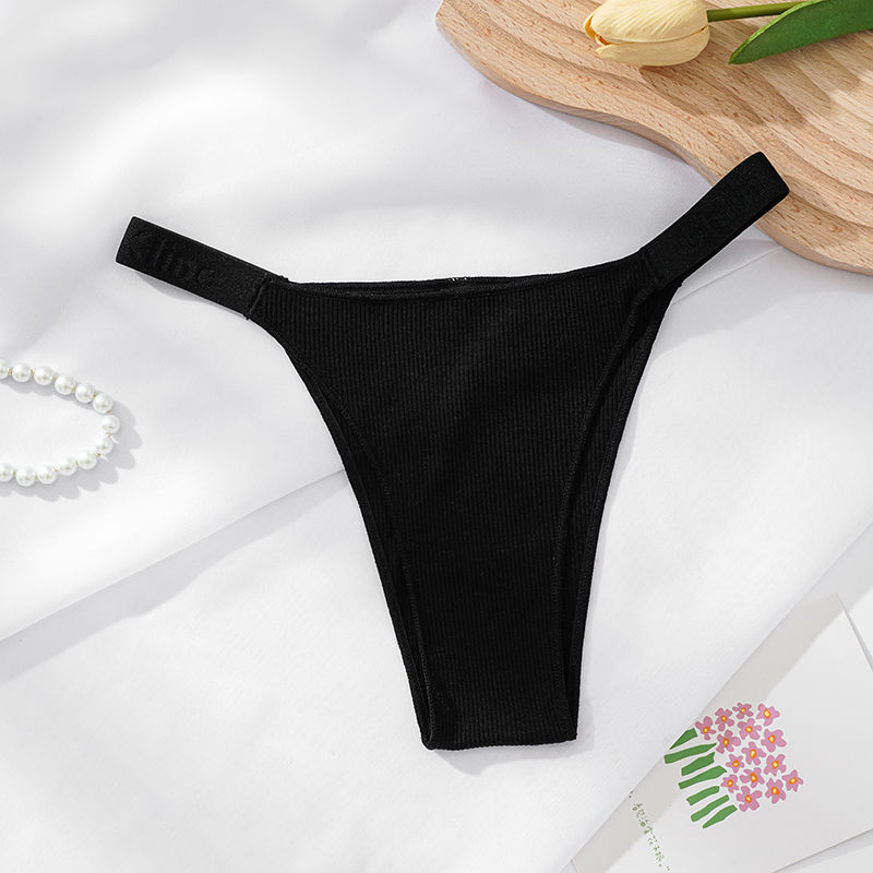 Miniatura: 100% Cotton Shapely women thong sexy underwear with strong elasticity T-back bri