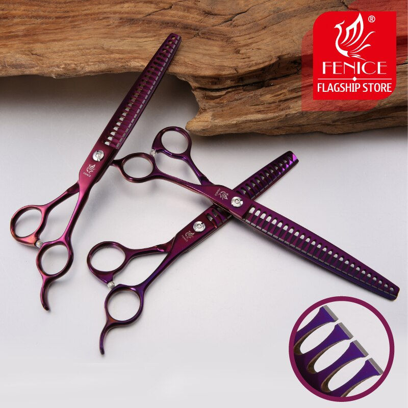 Miniatura: Fenice 7/7.5/8 Inch Professional Purple Pet Scissors