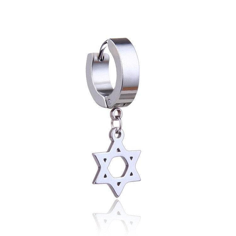Miniaturbild: Orecchini, Hip Hop Boys Stud Earrings Fashion Leaf Cross Stainless Steel