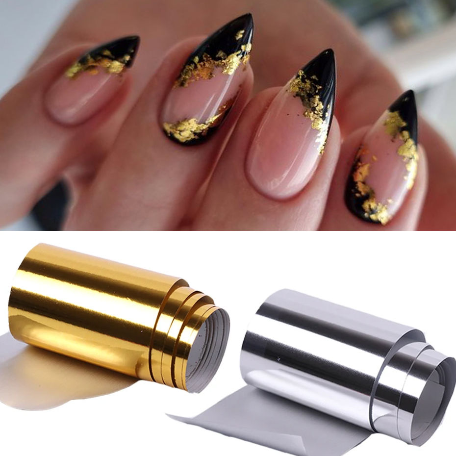 Thumbnail: 14pcs Nail Foils Matte Mirror Metallic Gold Silver Starry Paper Gel Polish Trans