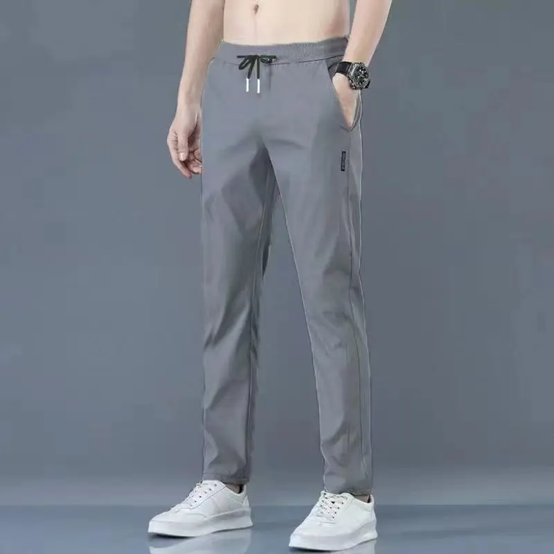 Miniatura: Men's Ice Silk Straight-leg Pants Casual Business Long Trousers Quick-drying Tre