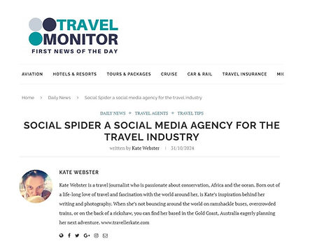 Travel Monitor article about The Social Spider