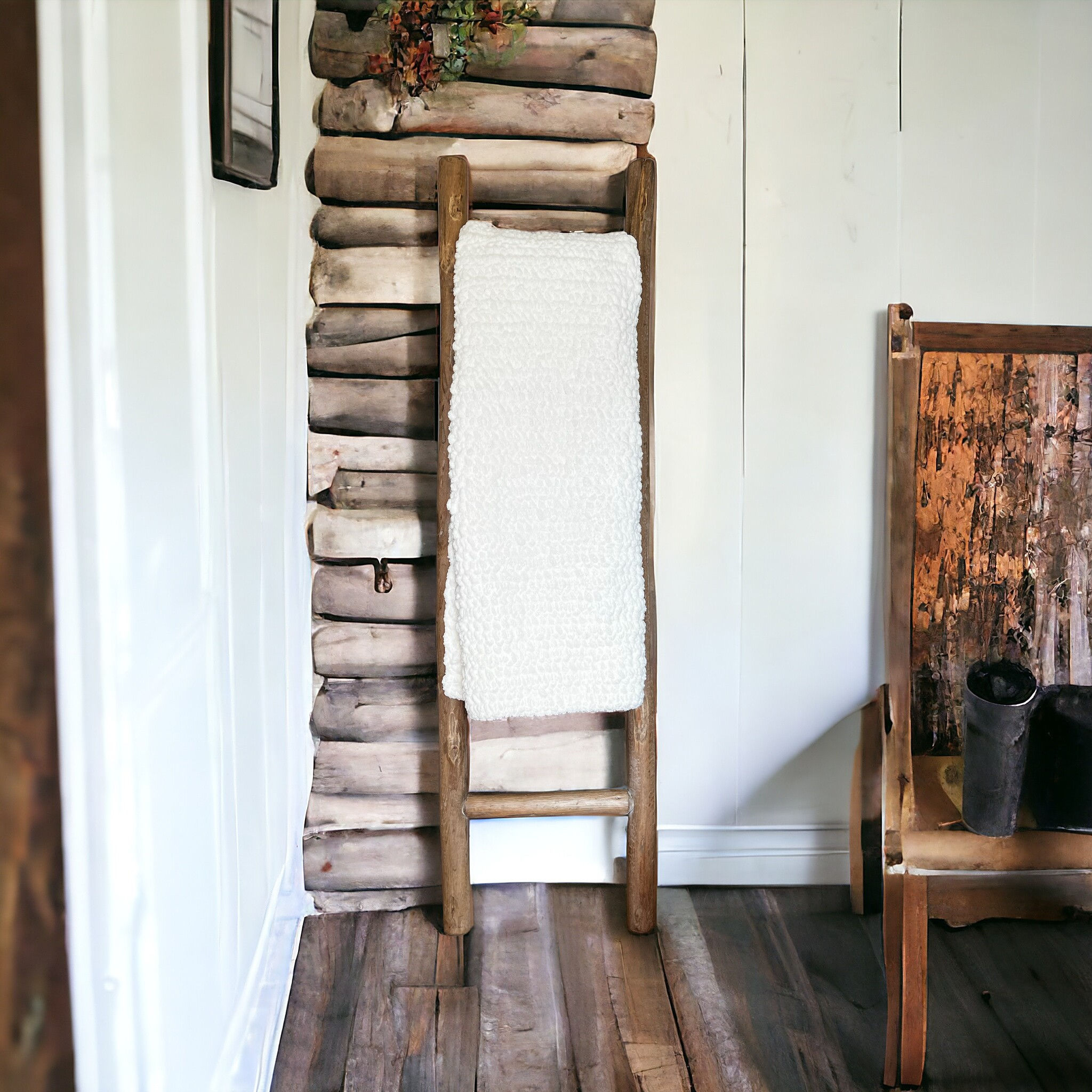 Oversized Crochet Chunky Blanket Throw - Ivory