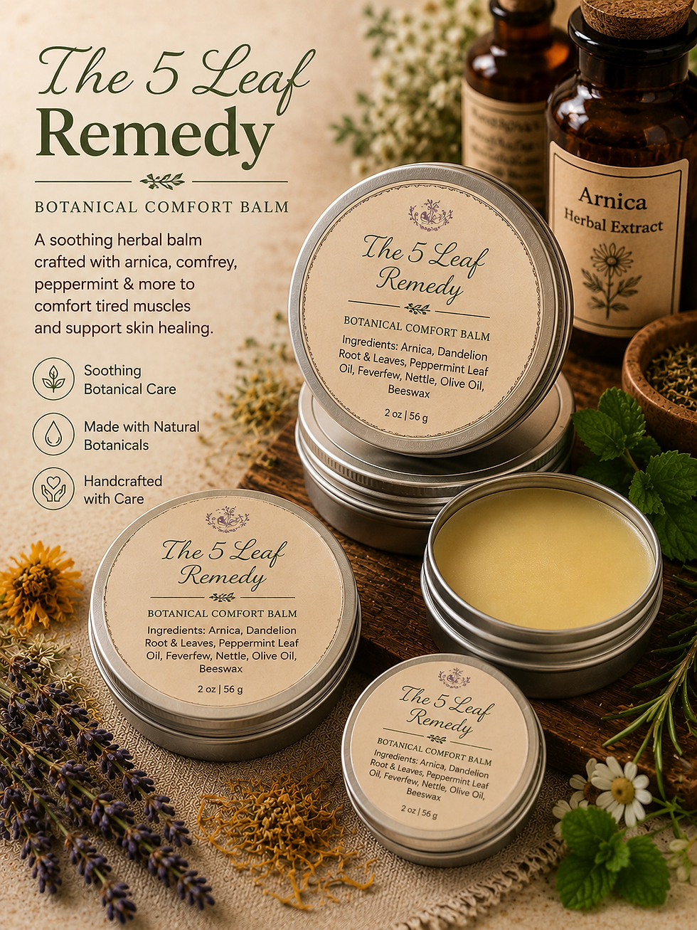 5 Leaf Remedy - Skin Inflammation Support handcrafted botanical balm or skincare product