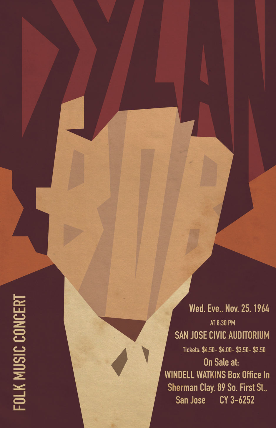 Redesign of an retro Bob Dylan Poster for graphic design practice. Created in Adobe Illustrator
