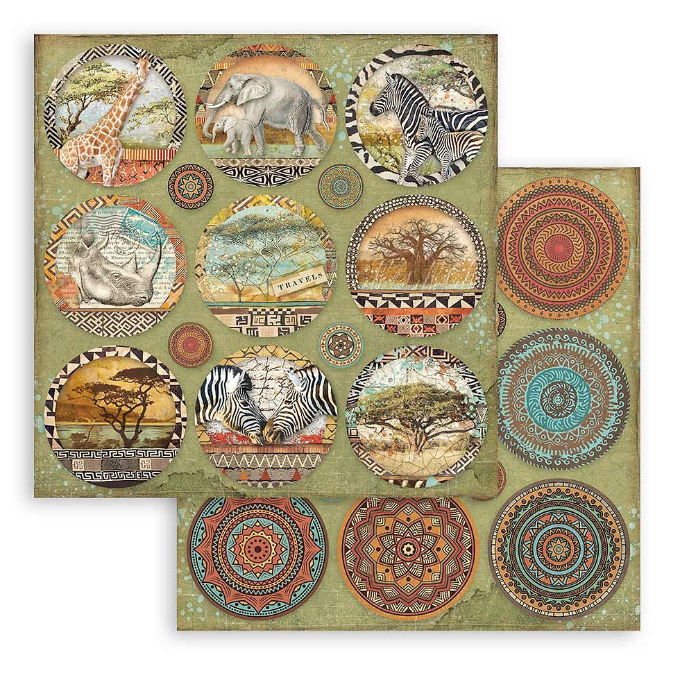 Miniature : Scrapbooking Small Pad 10 sheets cm 20,3X20,3 (8"X8") - Savana
