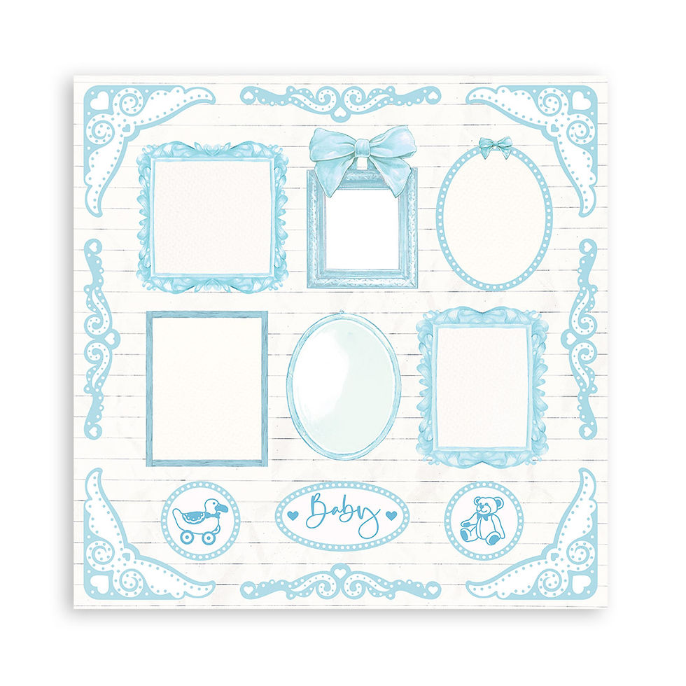 Miniature : Scrapbooking Small Pad 10 sheets cm 20,3X20,3 Backgrounds -Baby Dream Blue