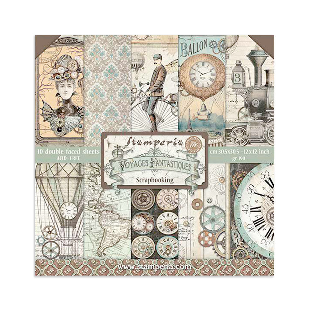 Scrapbooking Pad 10 sheets cm 30,5x30,5 (12"x12") - Voyages Fantastiques