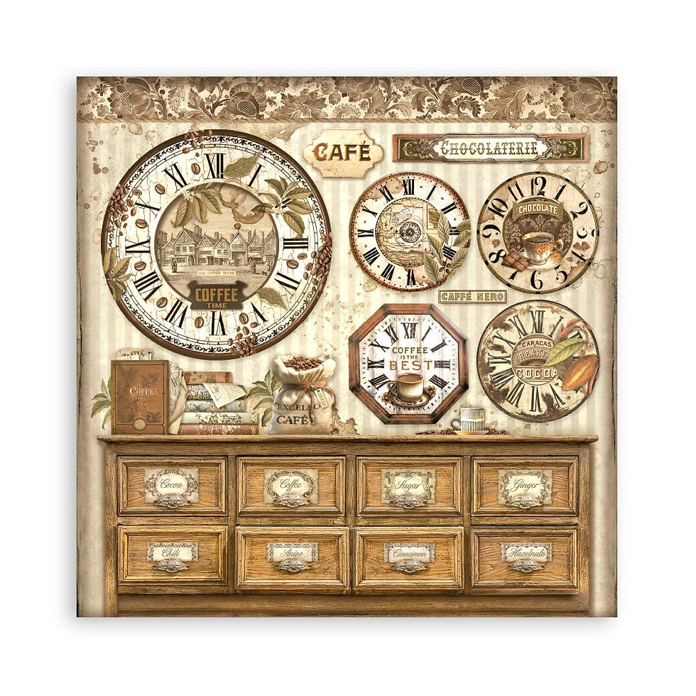 Thumbnail: Scrapbooking Pad 22 sheets cm 30,5x30,5 Single face - Coffee and Chocolate
