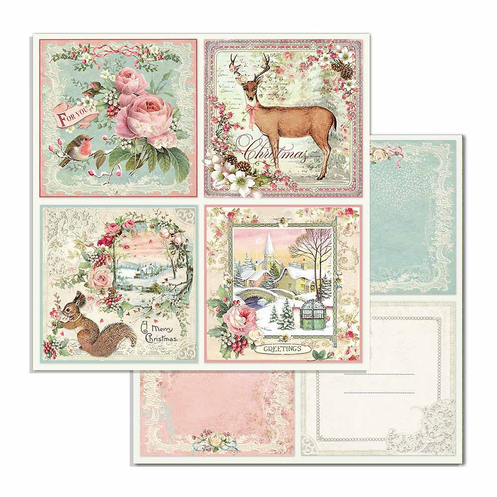 Miniature : Scrapbooking Extra small Pad 10 sheets cm 15,24x15,24 (6"x6") - Pink Christmas