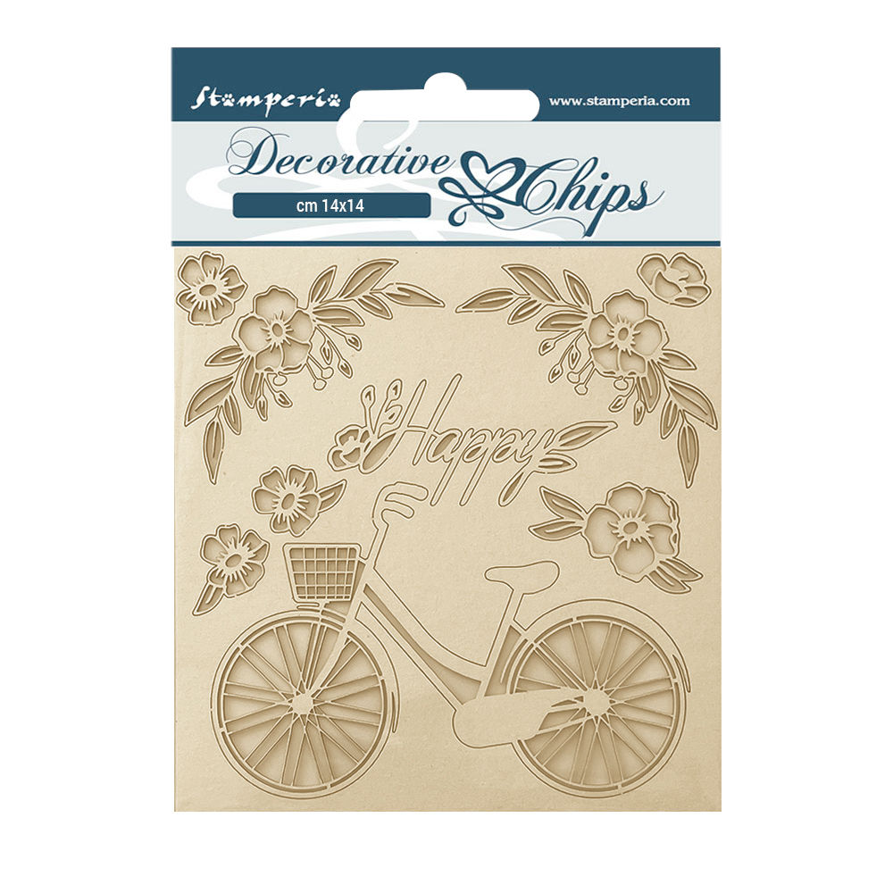 Decorative chips cm 14x14 - Create Happiness Welcome Home bicycle