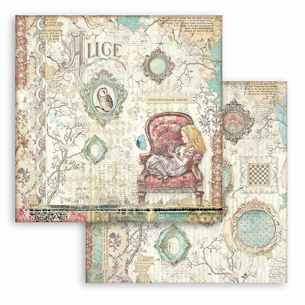 Miniatura: Scrapbooking Small Pad 10 sheets cm 20,3X20,3 - Alice through the looking glass
