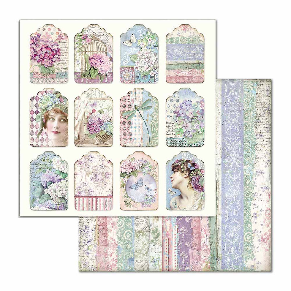 Thumbnail: Scrapbooking Pad 10 sheets cm 30,5x30,5 (12"x12") - Hortensia