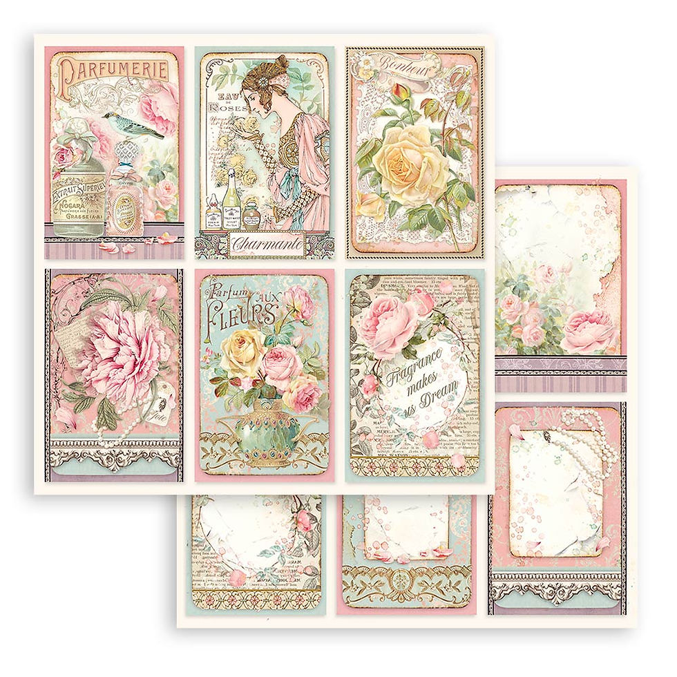 Miniature : Scrapbooking Small Pad 10 sheets cm 20,3X20,3 (8"X8") - Rose parfum