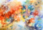 Wartercolour painting representing colours and forms in a continous movement and flow.