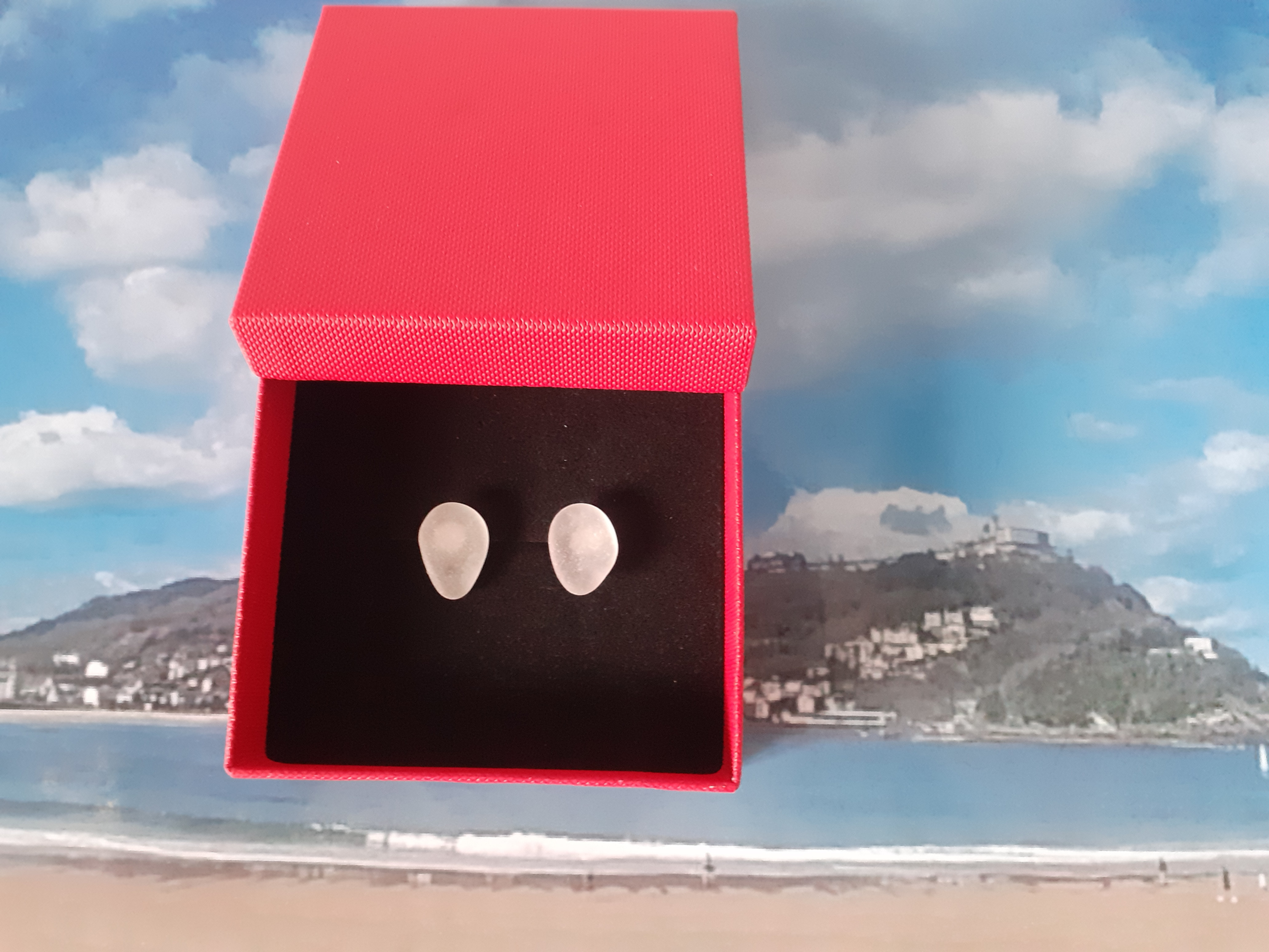 Sea glass stud earrings