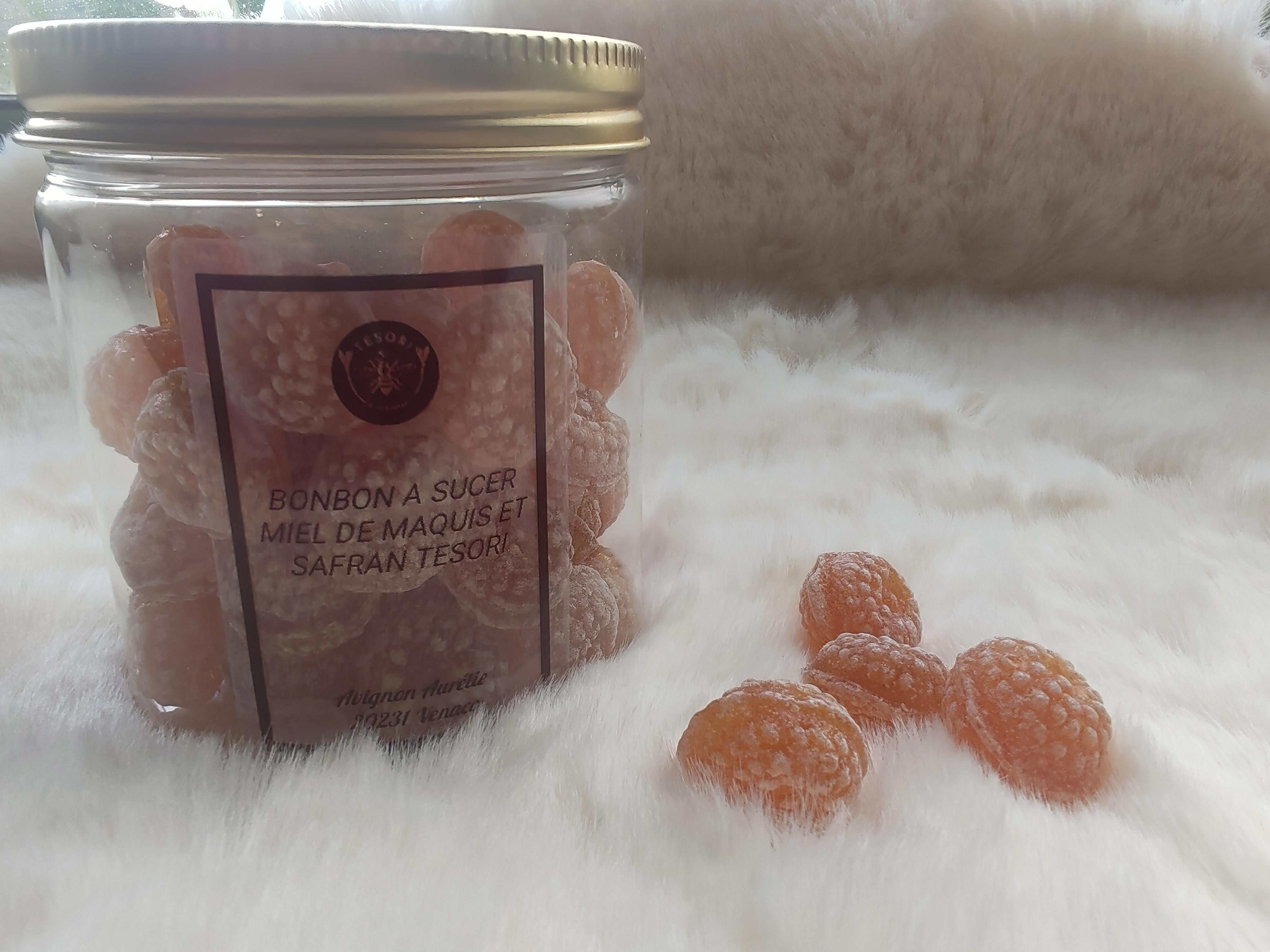 Bonbon fleurs à sucer au miel AOP et safran bio Corse Tesori