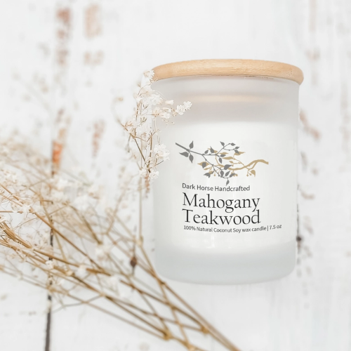 Dark Horse Handcrafted Mahogany Teakwood Coconut Soy Wax Candle, 7.5oz