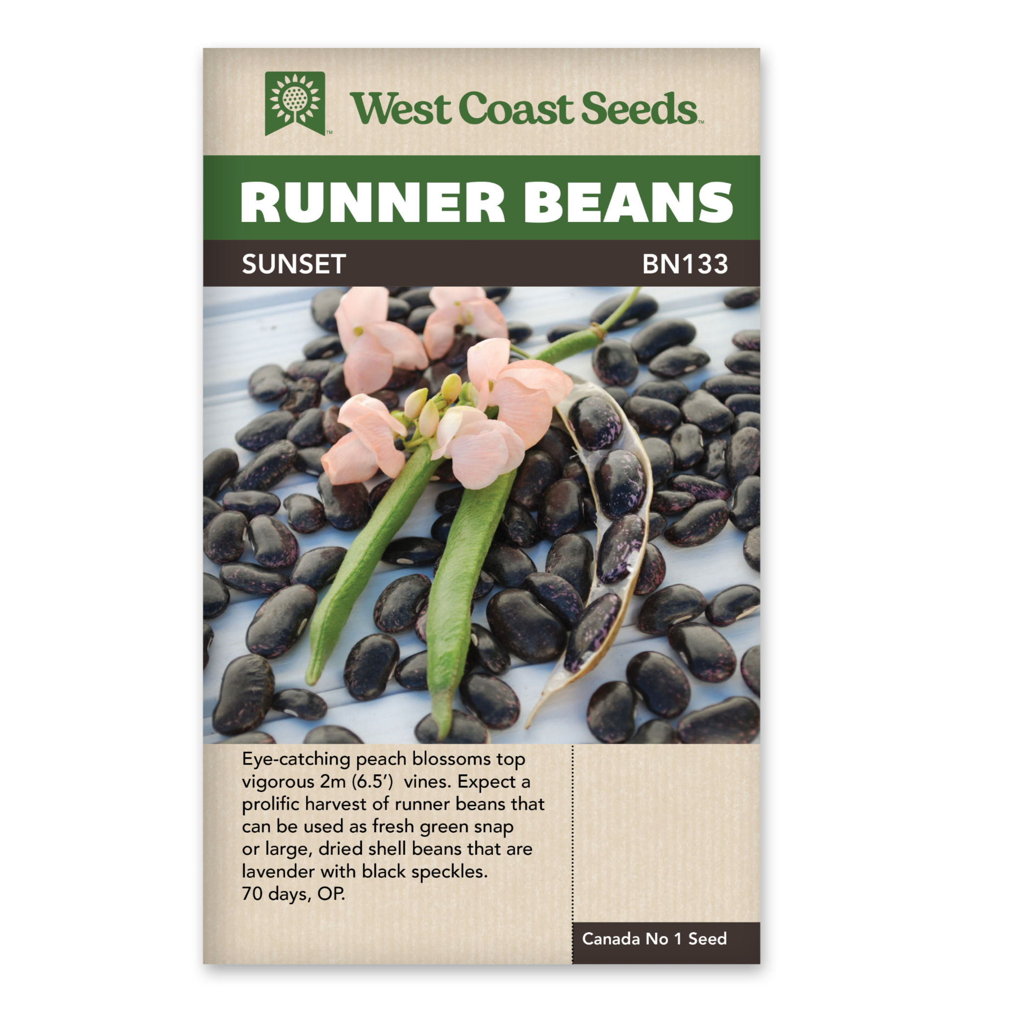 West Coast Seeds Sunset Bean Seeds, Per Package