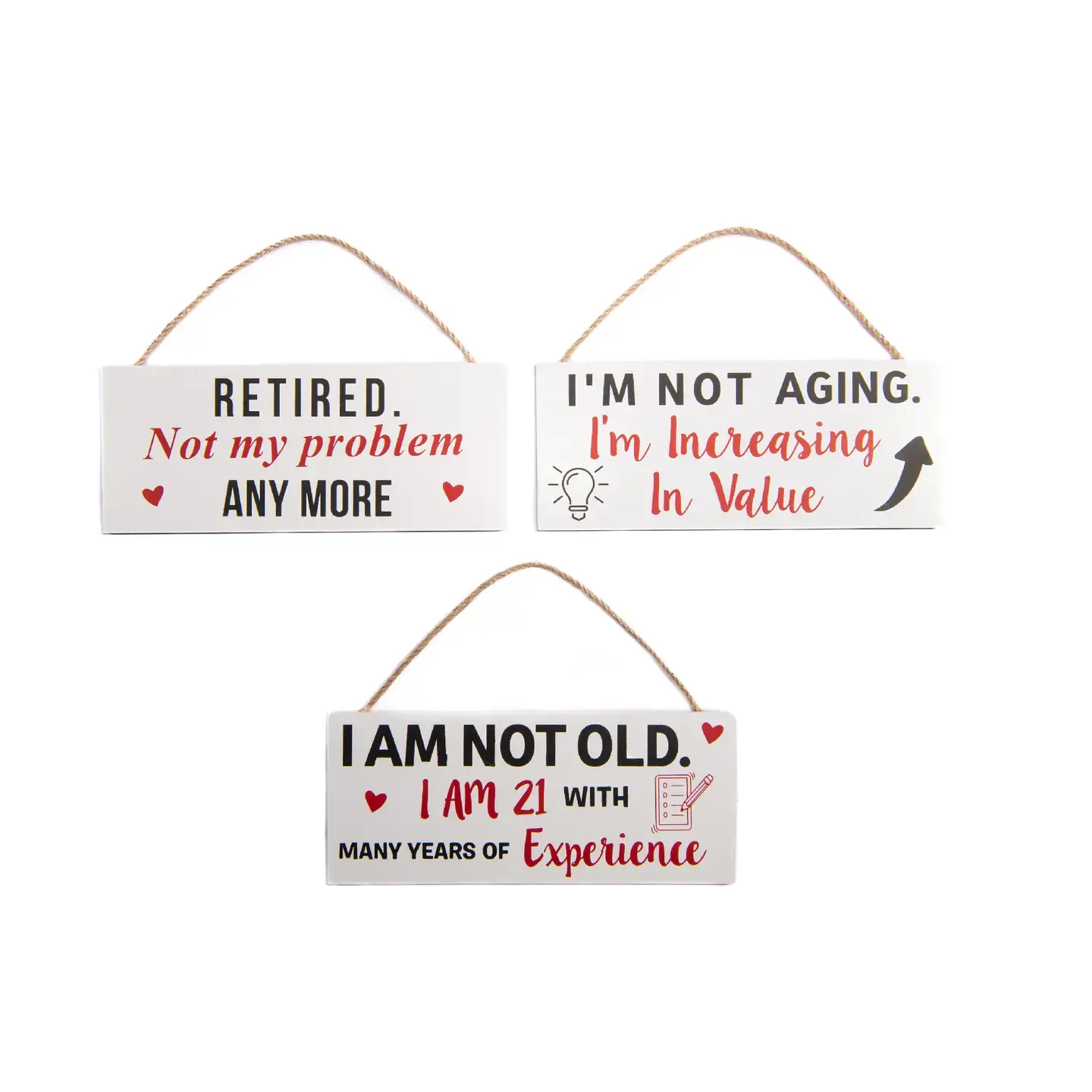 Hanging Wood Wall Sign - Retirement Joke, each