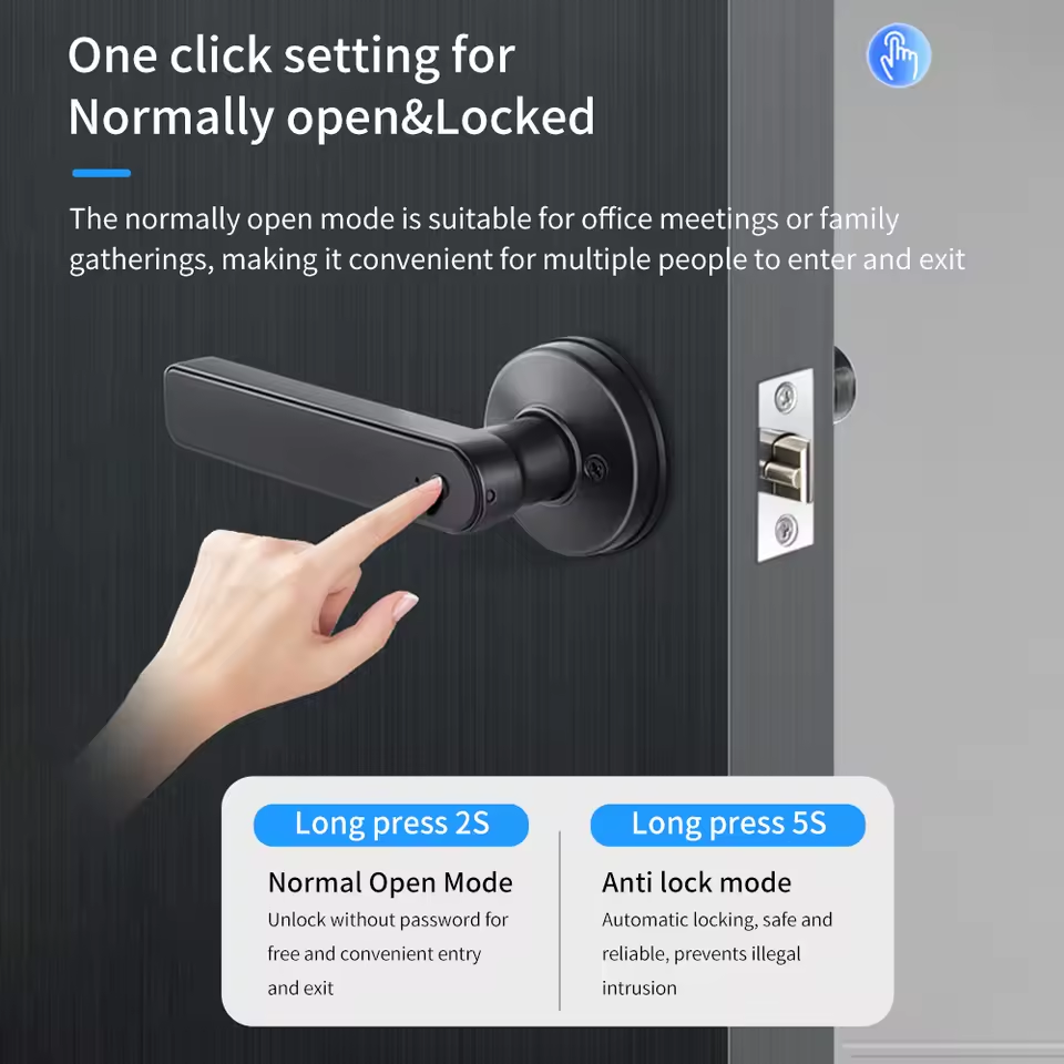 Thumbnail: Tuya App Bluetooth Smart Fingerprint Door Lock Password Mechanical Key NFC Unloc