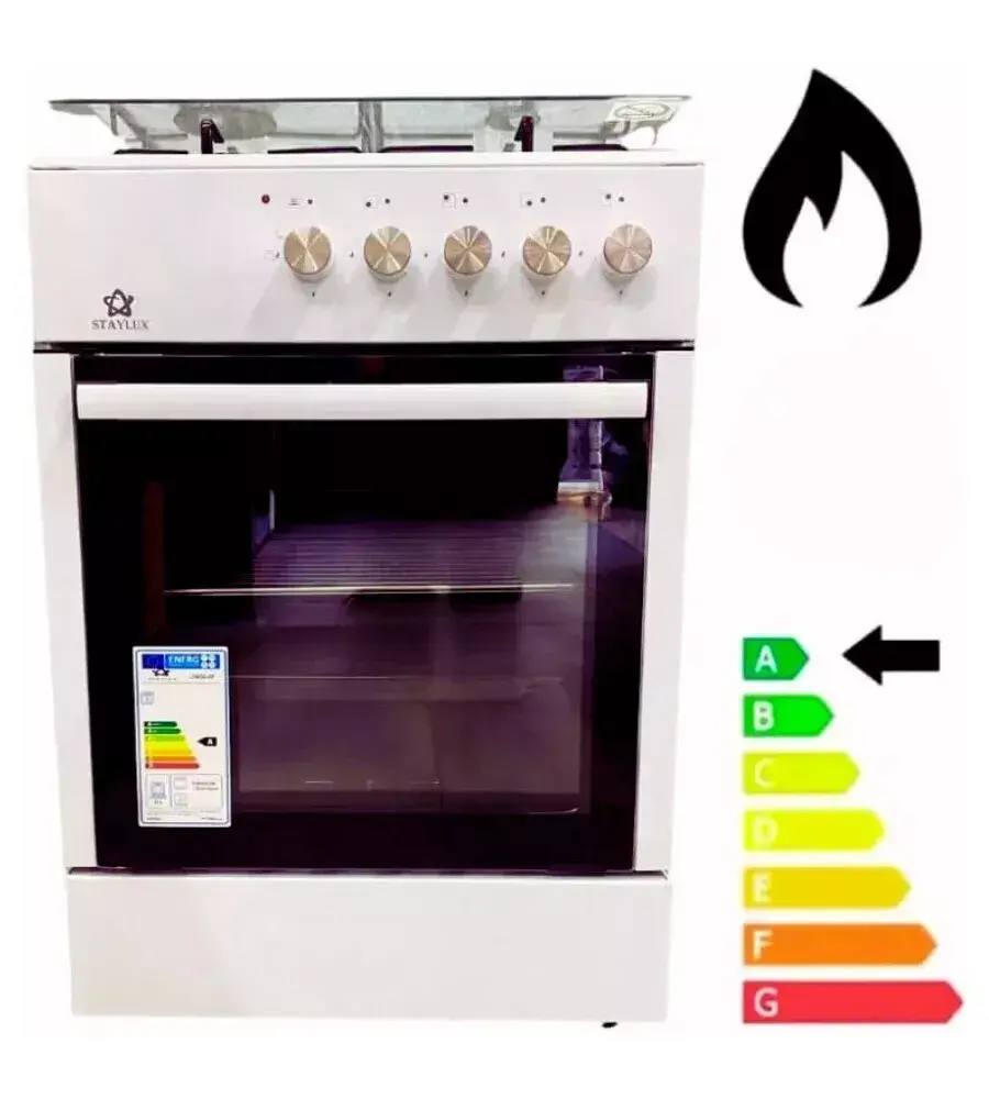 Miniatura: Cucina a Gas 4 Fuochi Con Forno a Gas Bianca
