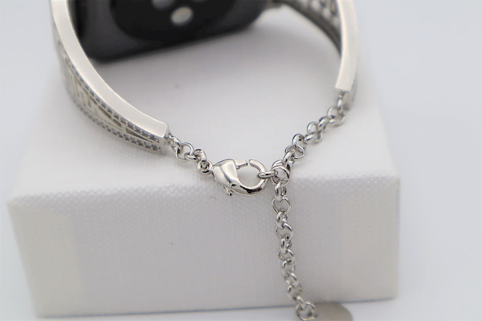 Thumbnail: Handmade Silver Rhinestone Apple Samsung Fitbit Jewelry Watch Band. A