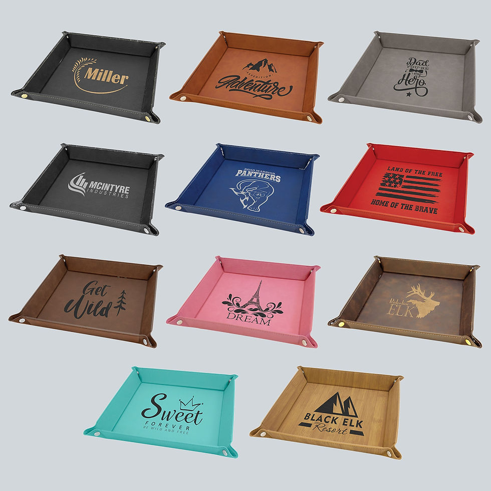 Thumbnail: Personalized Leather Snap Up Tray 9x9, Gold Snaps with Text or Logo
