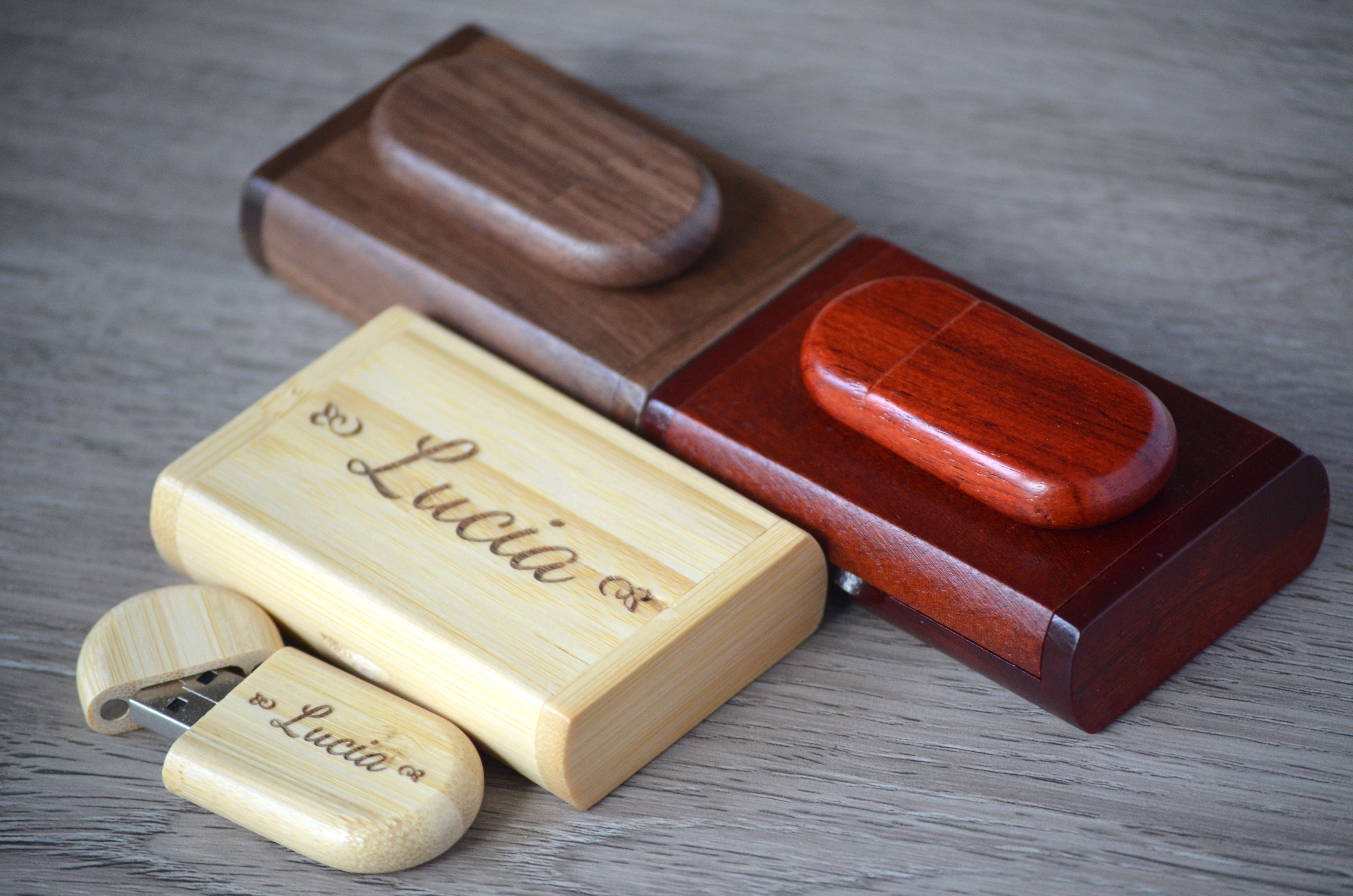 Custom Logo Name Text USB Flash Drive. Wedding Usb, Wooden Thumb drive