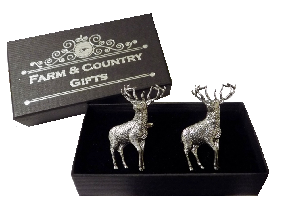 English Pewter Standing Stag Cufflinks