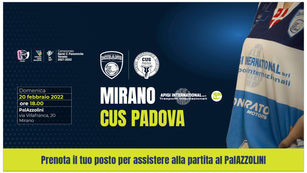 Apigi che big match al Palazzolini: c'è la sfida in vetta al CUS Padova